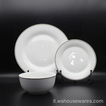 Dinnerware lussuoso Set nuove stoviglie bianche in porcellana ossea